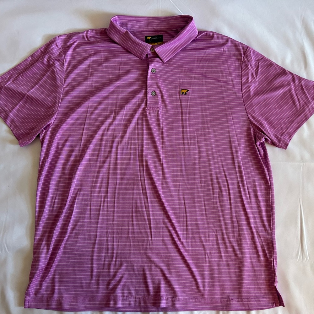 Jack Nicklaus Pink With White Stripes Golf Polo Size 2XL